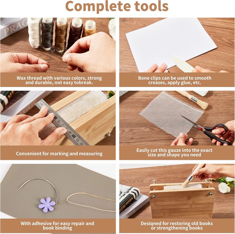 pamctry 50 Pcs Book Binding Kits for Beginners - Complete DIY Kit with Tools & Instructions, 11.6 x 7.8 Inches - Image 4